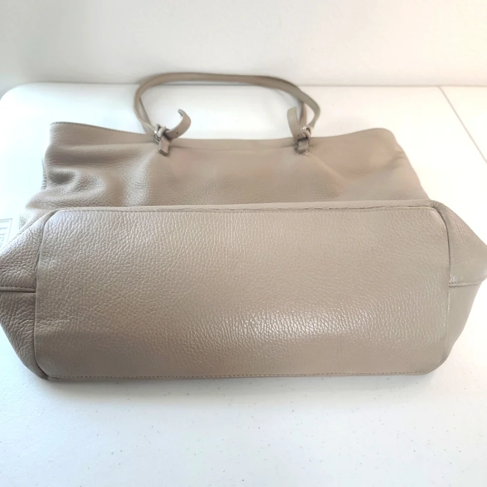 Vintage Furla Pebble Leather Neutral Tote Shoulder Bag
